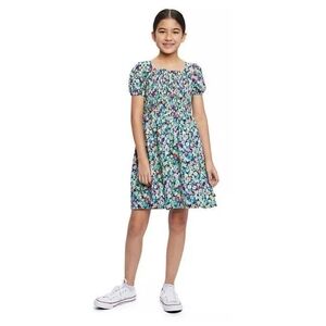 Gap Short Puff sleeve Smocked Floral dress Multicolor Size XL (14-16)